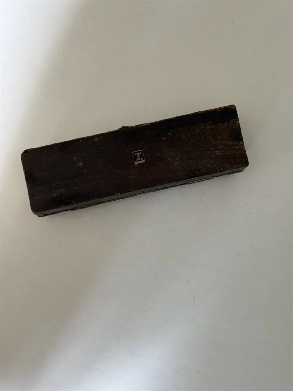 Vintage Wood Trinket Box Brass Trim and Details Made in India Rustic Asian